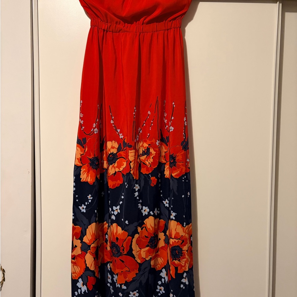 Jacob Red and Navy Floral Maxi Dress